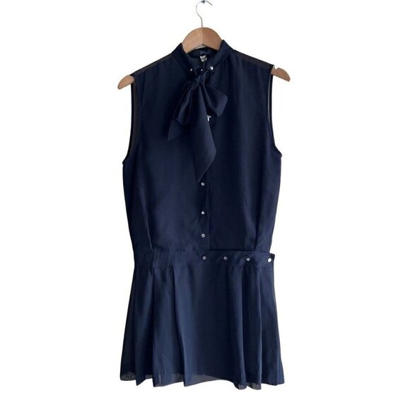 DIESEL Women's Black Chiffon D-Nedora-A Pleated Button Shift Dress $248 size XS - Picture 11 of 15
